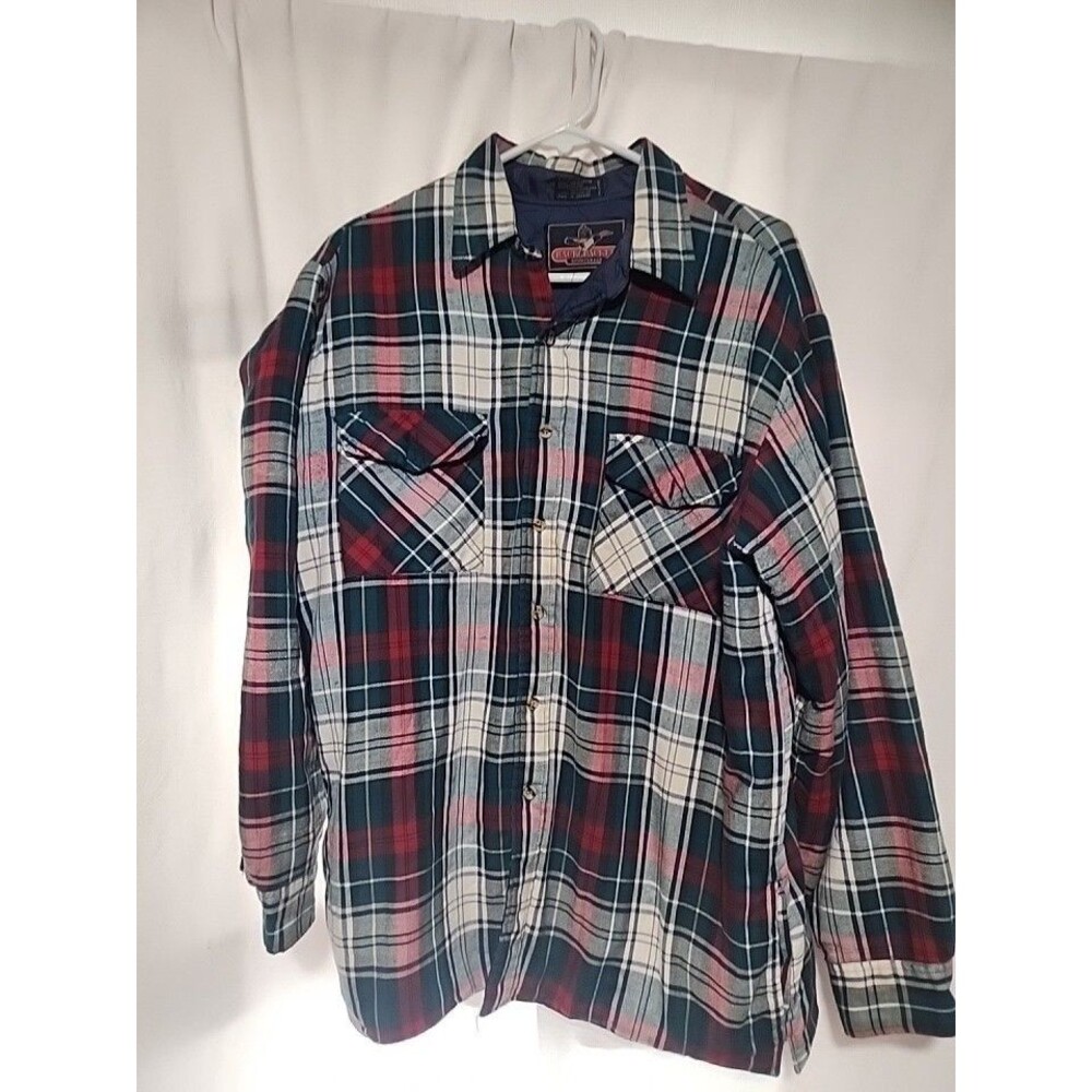 Backpacker Mens Flannel Shirt Jacket Size L Quilt Lined Plaid Shacket